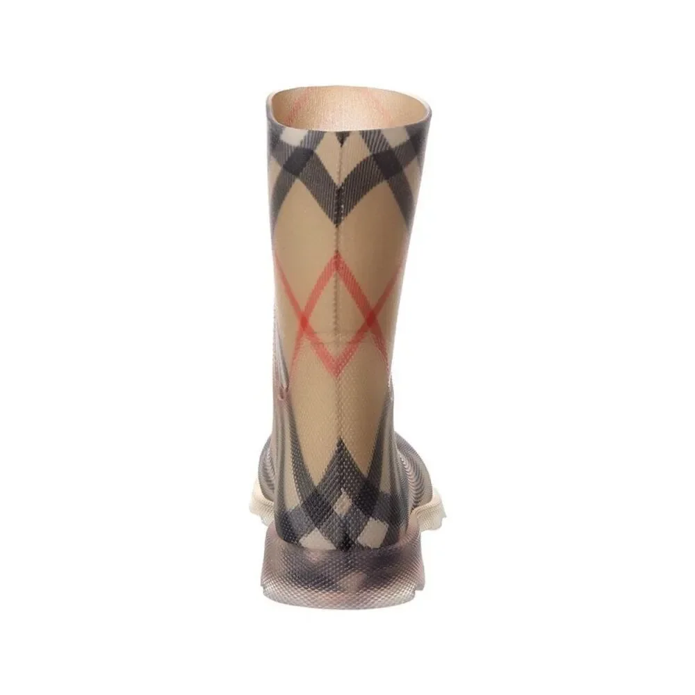Burberry Check Rubber Rain Boot, Brown